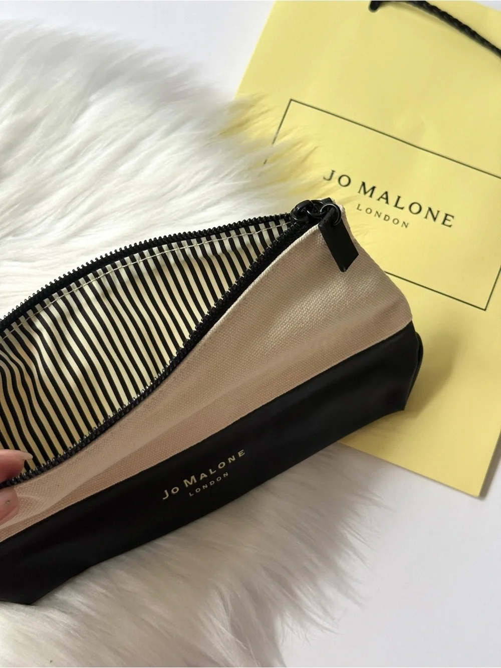 Jo Malone Cream and Black Cosmetic Pouch New